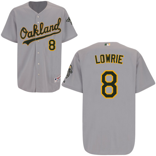 Jed Lowrie #8 mlb Jersey-Oakland Athletics Women's Authentic Road Gray Cool Base Baseball Jersey